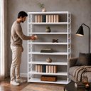 Ver imagem 3 de Estante Multiuso Organizador Livreiro Estilo Industrial 180x130 Branco Total