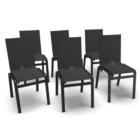 Kit 6 Cadeira Jantar Gourmet Alumínio Preto Tela Preto