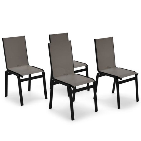 Kit 4 Cadeira Jantar Gourmet Alumínio Preto Tela Fendi