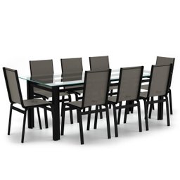 Sala de Jantar Retangu 8 Lugares Alumínio Preto Tela Fendi - 1