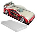 Ver imagem 1 de Cama Infantil Carro Baú Quarto Criança Montessori Grade Conforto Proteção com Colchão Cor Vermelho