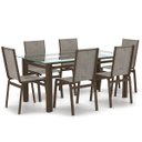 Ver imagem 1 de Sala de Jantar Retangu 6 Lugares Alumínio Marrom Tela Mocca