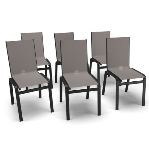 Kit 6 Cadeira Jantar Gourmet Alumínio Preto Tela Fendi