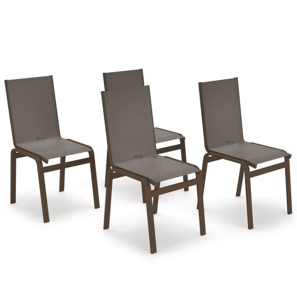 Kit 4 Cadeira Jantar Gourmet Alumínio Marrom Tela Fendi - 1