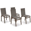 Ver imagem 1 de Kit 4 Cadeira Jantar Gourmet Alumínio Marrom Tela Fendi
