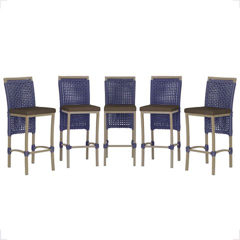 5 Banqueta em Alumínio Roma Fendi Corda Náutica Tecido 9
