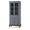 Ver imagem 2 de Cristaleira Lateral com 2 portas madeira, 2 portas vidro, 1 gaveta e 2 prateleiras Hannover - - Laca