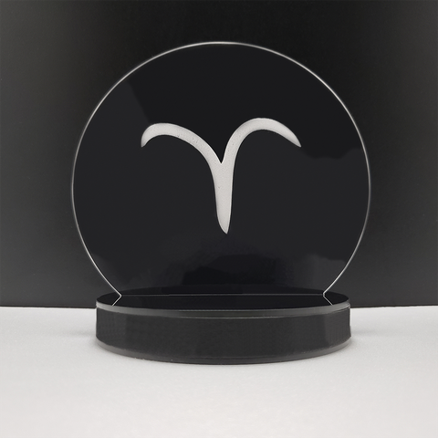 Luminária Abajur Mesa LED RGB Fonte Bivolt Decoração Horoscopo Signo Aries Clean