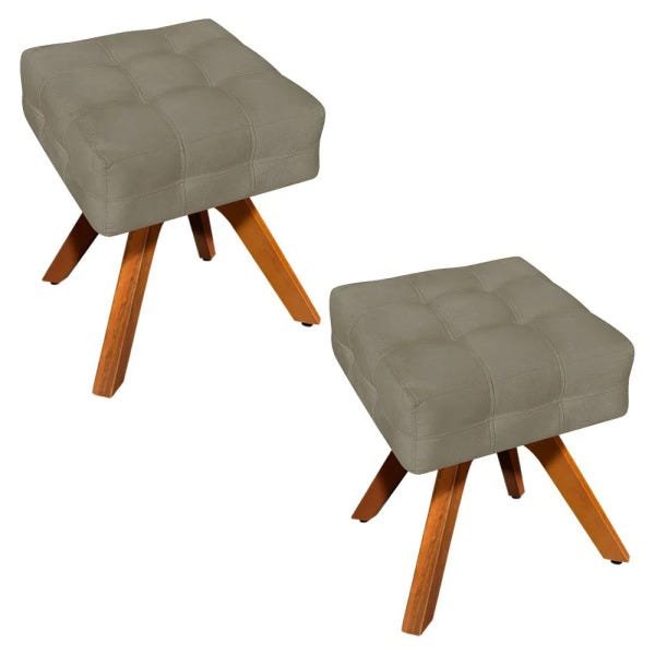 Kit 2 Puffs Giratório Elisa Suede - Marrom Rato | MadeiraMadeira