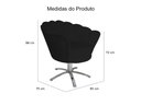 Ver imagem 3 de Poltrona Decorativa Pétala Base Giratória Metal Suede Preto Ms Decor