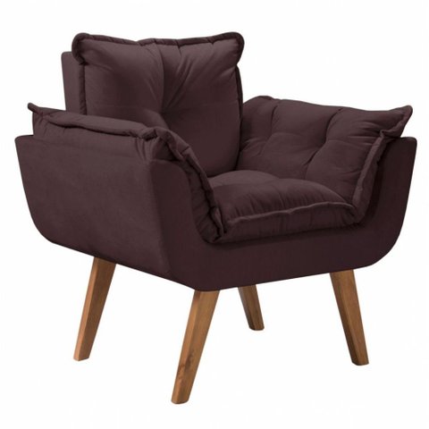 Poltrona Opalla 1 Lugar Marrom Suede Marrom