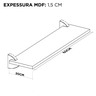 Kit 3 Prateleiras Mdf 20 X 60 com Bico 3d para Escrotório/quarto/área Externa/cozinha - 2