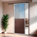 Ver imagem 2 de Porta Correr Suspensa Meia Lambril Meia Vidro Dir L.25 Mix Corten 210x100 Brimak