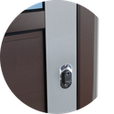 Ver imagem 5 de Porta Correr Suspensa Meia Lambril Meia Vidro Dir L.25 Mix Corten 210x100 Brimak