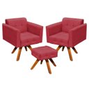 Ver imagem 1 de Kit 2 Poltronas com Puff Giratória Elisa Suede - D'Rossi - Rose