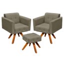 Ver imagem 1 de Kit 2 Poltronas com Puff Giratória Elisa Suede - D'Rossi - Marrom Rato