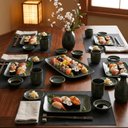 Ver imagem 5 de Conjunto para Servir Sushi 30PÇS Cerâmica Porto Brasil Verde Travessa Ramequim Copo Greenery