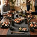 Ver imagem 2 de Conjunto para Servir Sushi 30PÇS Cerâmica Porto Brasil Verde Travessa Ramequim Copo Greenery