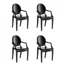 Ver imagem 1 de Conjunto 4 Cadeiras de Plástico Polipropileno Empilhável Wind Plus Preto