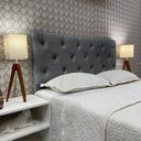 Ver imagem 1 de Cabeceira Queen 160 Cama Box Cannes Capitone Cinza Suede com Pés Rbl