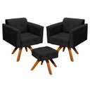 Ver imagem 1 de Kit 2 Poltronas com Puff Giratória Elisa Suede - D'Rossi - Preto