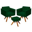 Ver imagem 1 de Kit 2 Poltronas com Puff Giratória Elisa Suede - D'Rossi - Verde