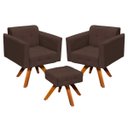 Ver imagem 1 de Kit 2 Poltronas com Puff Giratória Elisa Suede - D'Rossi - Marrom