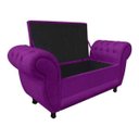 Ver imagem 4 de Sofá Retrô com Baú Grécia Namoradeira Calçadeira Suede - D'rossi - Roxo