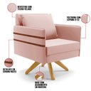 Ver imagem 6 de Kit 02 Poltronas Giratória Mari Veludo Rosê Base de Madeira MA30 - D’Rossi