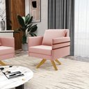 Ver imagem 2 de Kit 02 Poltronas Giratória Mari Veludo Rosê Base de Madeira MA30 - D’Rossi