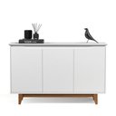 Ver imagem 1 de Aparador Buffet Sala Flow com 3 Portas Pés Madeira Maciça Branco - Ej Moveis