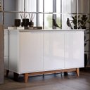 Ver imagem 3 de Aparador Buffet Sala Flow com 3 Portas Pés Madeira Maciça Branco - Ej Moveis