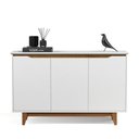 Ver imagem 2 de Aparador Buffet Sala Flow com 3 Portas Pés Madeira Maciça Branco - Ej Moveis