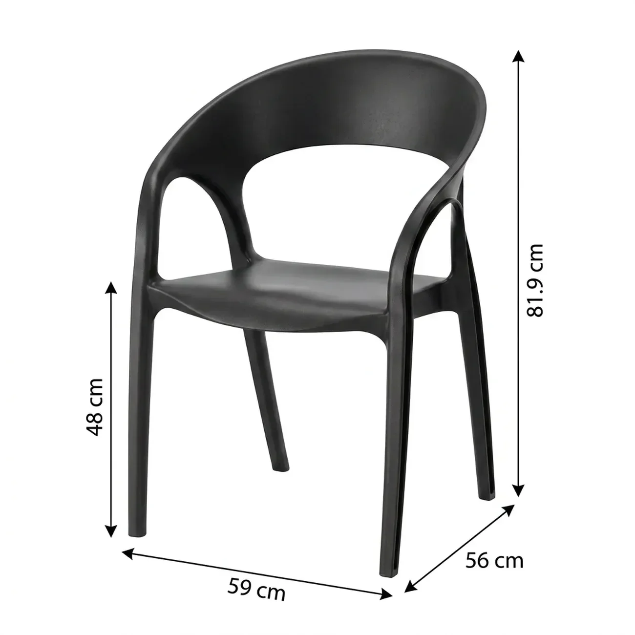 Kit 4 Cadeiras Empilháveis em Polipropileno Glass Plus Preto - 4 Kit 4 Cadeiras Empilháveis em Polipropileno Glass Plus Preto - 4