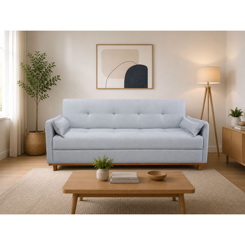 Sofa Iris 2.10 Bau e Cama Nobly Veludo Bege