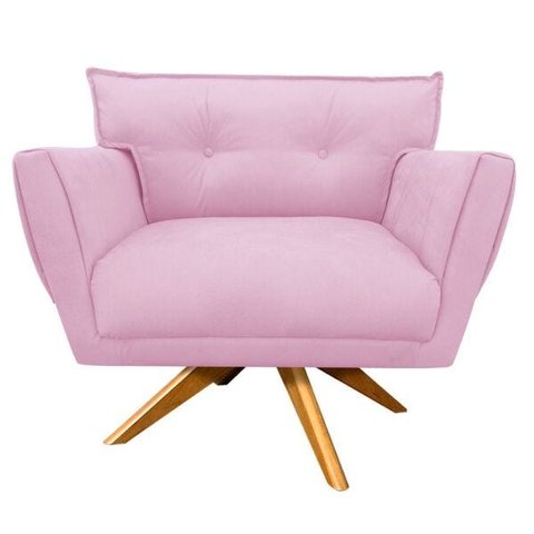 Poltrona Giratória Anitta Suede - D'Rossi - Rosa Bebê