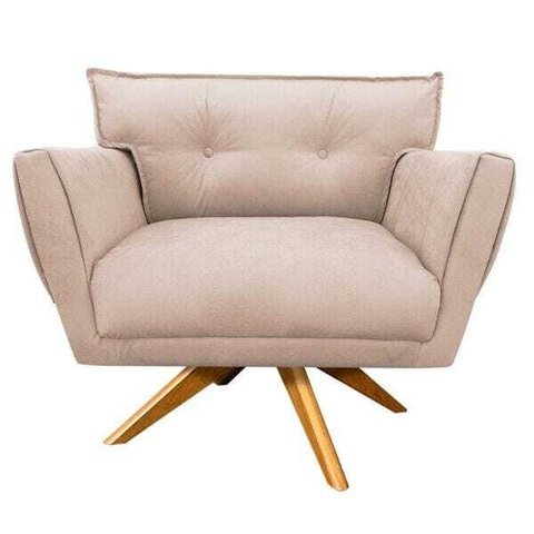 Poltrona Giratória Anitta Suede com Strass - D'Rossi - Bege