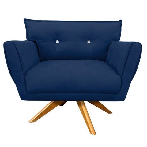 Poltrona Giratória Anitta Suede com Strass - D'Rossi - Azul Marinho