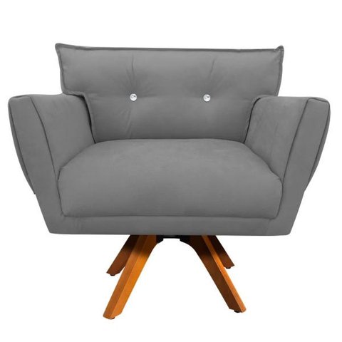 Poltrona Giratória Anitta Suede com Strass - D'Rossi - Grafite