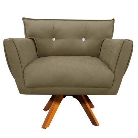 Poltrona Giratória Anitta Suede com Strass - D'Rossi - Marrom Rato