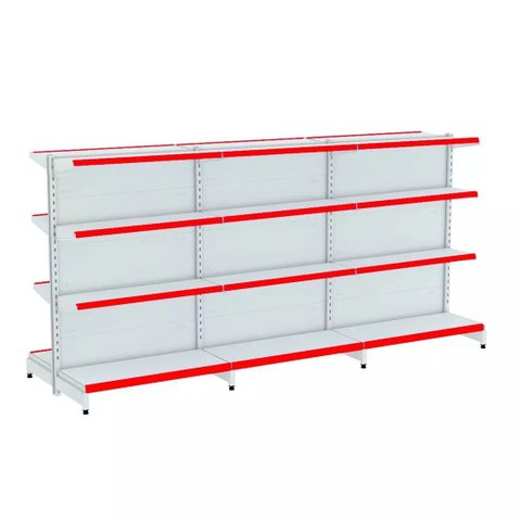 Gondola Centro 137 Fit Ate 3 Metros Branco 24 Bandeja Pe Vermelho