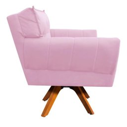 Poltrona Giratória Anitta Suede com Strass - D'Rossi - Rosa Bebê - 3