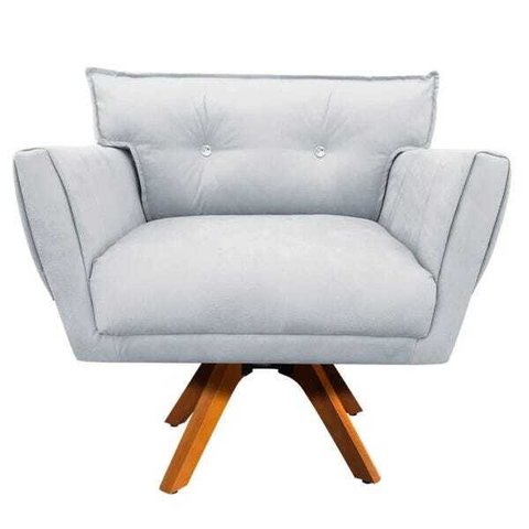 Poltrona Giratória Anitta Suede com Strass - D'Rossi - Cinza