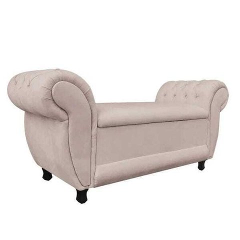 Sofá Retrô com Baú Grécia Namoradeira Calçadeira Suede - D'Rossi - Bege