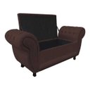 Ver imagem 4 de Sofá Retrô com Baú Grécia Namoradeira Calçadeira Suede - D'Rossi - Marrom