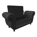 Ver imagem 5 de Sofá Retrô com Baú Grécia Namoradeira Calçadeira Suede - D'Rossi - Preto