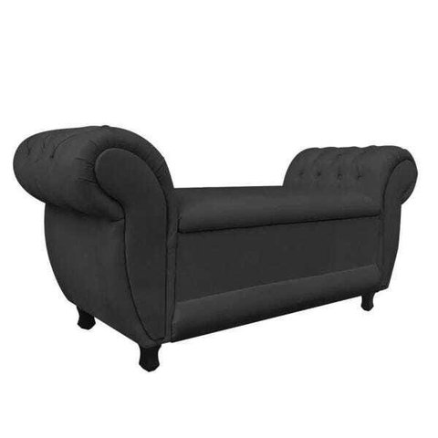 Sofá Retrô com Baú Grécia Namoradeira Calçadeira Suede - D'Rossi - Preto