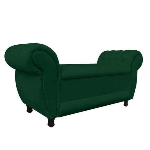 Sofá Retrô com Baú Grécia Namoradeira Calçadeira Suede - D'Rossi - Verde