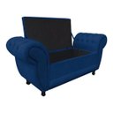 Ver imagem 4 de Sofá Retrô com Baú Grécia Namoradeira Calçadeira Suede - D'Rossi - Azul Marinho