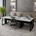 Ver imagem 1 de Mesa de Escritório Plataforma 6 Pessoas 2,70m Cps Pés Metal Cor:cinza Sagrado com Preto